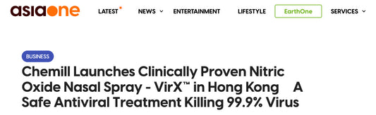 AsiaOne : Chemill Launches Clinically Proven Nitric Oxide Nasal Spray - VirX™ in Hong Kong　A Safe Antiviral Treatment Killing 99.9% Virus in 2 Minutes to Fight the Pandemic Virus